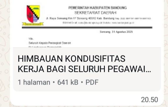 Breakingnews, Simak Nih, Isi Surat Edaran Sekda Pemkab Bandung